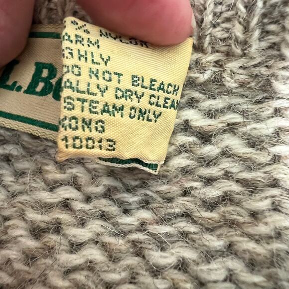 Vintage 80s LLBean Puffin Oatmeal Wool Knit Novelty Crewneck Pullover Sweater - Picture 10 of 11